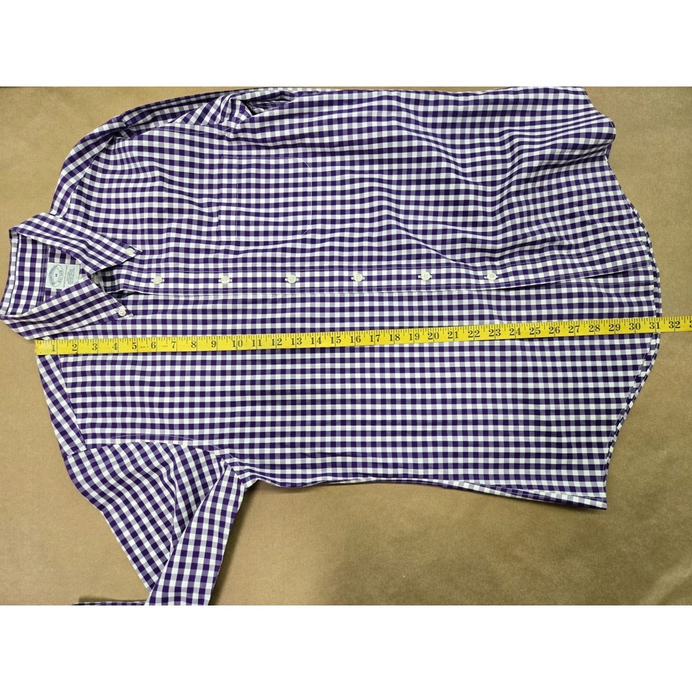 Brooks Brothers Men's Purple Plaid Button Down Cotton Dress Shirt Size M - Picture 9 of 13